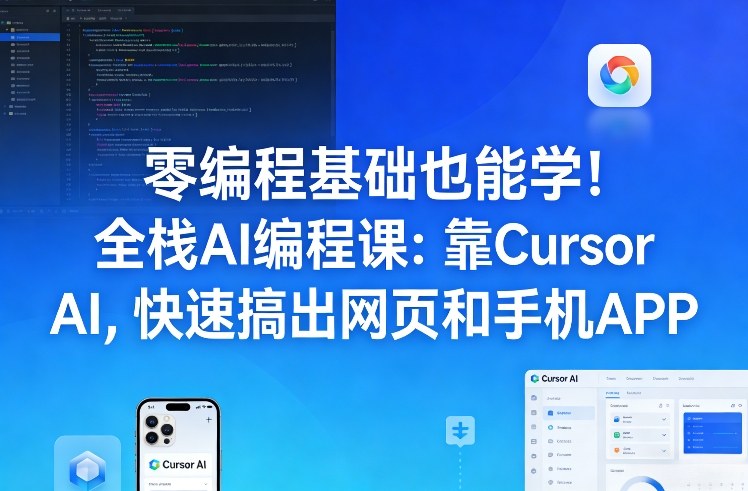 零编程基础也能学！全栈AI编程课：靠Cursor AI，快速搞出网页和手机APP-第一资源库