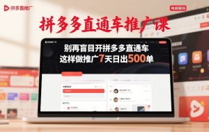 拼多多直通车推广课，别再盲目开拼多多直通车，这样做推广7天日出500单-第一资源库