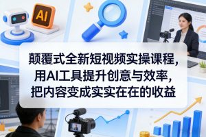 颠覆式全新短视频实操课程，用AI工具提升创意与效率，把内容变成实实在在的收益-第一资源库