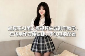 超真实AI美女短视频生成制作教学,在线制作方便快捷,不吃电脑配置,快速起号涨粉-第一资源库