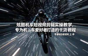 炫酷机车短视频剪辑实操教学，专为机车爱好者打造的干货教程，零基础也能轻松上手-第一资源库