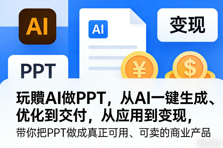 玩賺AI做PPT，从AI一键生成、优化到交付，从应用到变现，带你把PPT做成真正可用、可卖的商业产品-第一资源库