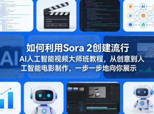 如何利用Sora 2创建流行AI人工智能视频大师班教程，从创意到人工智能电影制作，一步一步地向你展示-第一资源库