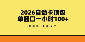 2026自动卡顶包玩法，单窗口一小时100+，可矩阵操作，无需人工【揭秘】-第一资源库