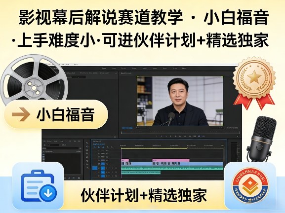 某大佬的影视幕后解说赛道教学，小白福音，上手难度小，可进伙伴计划+精选独家-第一资源库