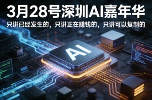 3月28号深圳AI嘉年华，只讲已经发生的，只讲正在賺钱的，只讲可以复制的-第一资源库