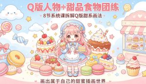 Q版人物+甜品食物团练,8节系统课拆解Q版甜系画法,画出属于自己的甜蜜插画世界-第一资源库