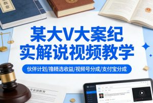 某大V大案纪实解说视频教学,可做伙伴计划、撸精选收益,视频号和支付宝分成计划均可-第一资源库